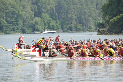 Dragon boats race on Flathead Lake